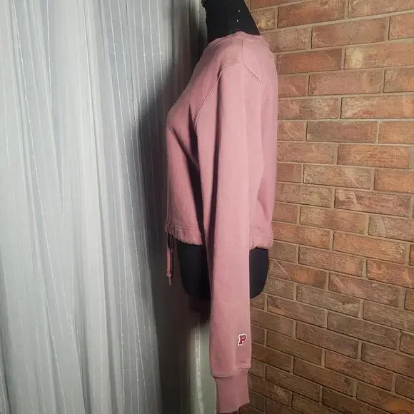 Victoria's Secret PINK Dusty Rose Cropped Crewneck Sweatshirt Long Sleeve- Sz XS - Picture 2 of 9